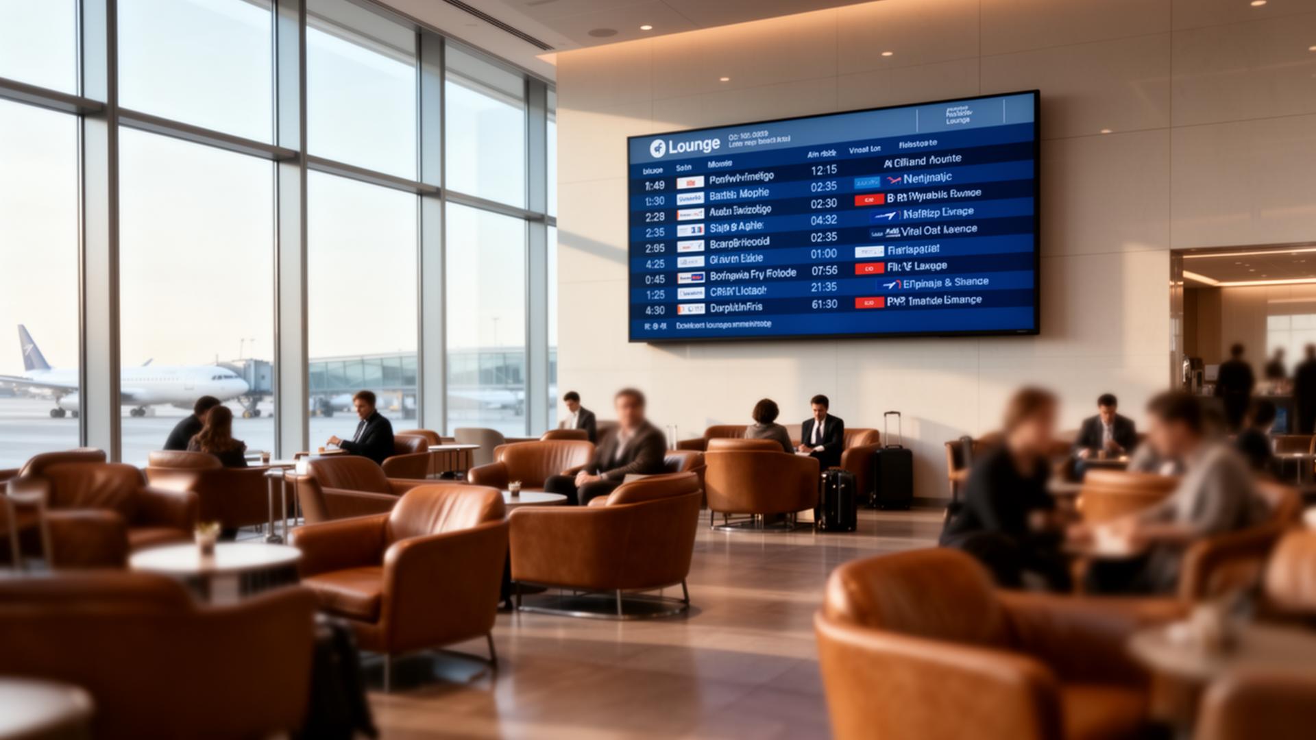 Flight information display in an airport lounge