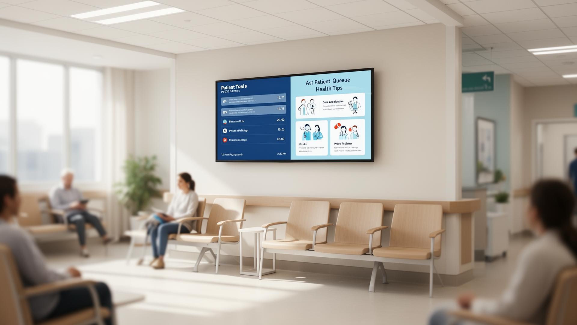 Patient queue display in a hospital waiting room