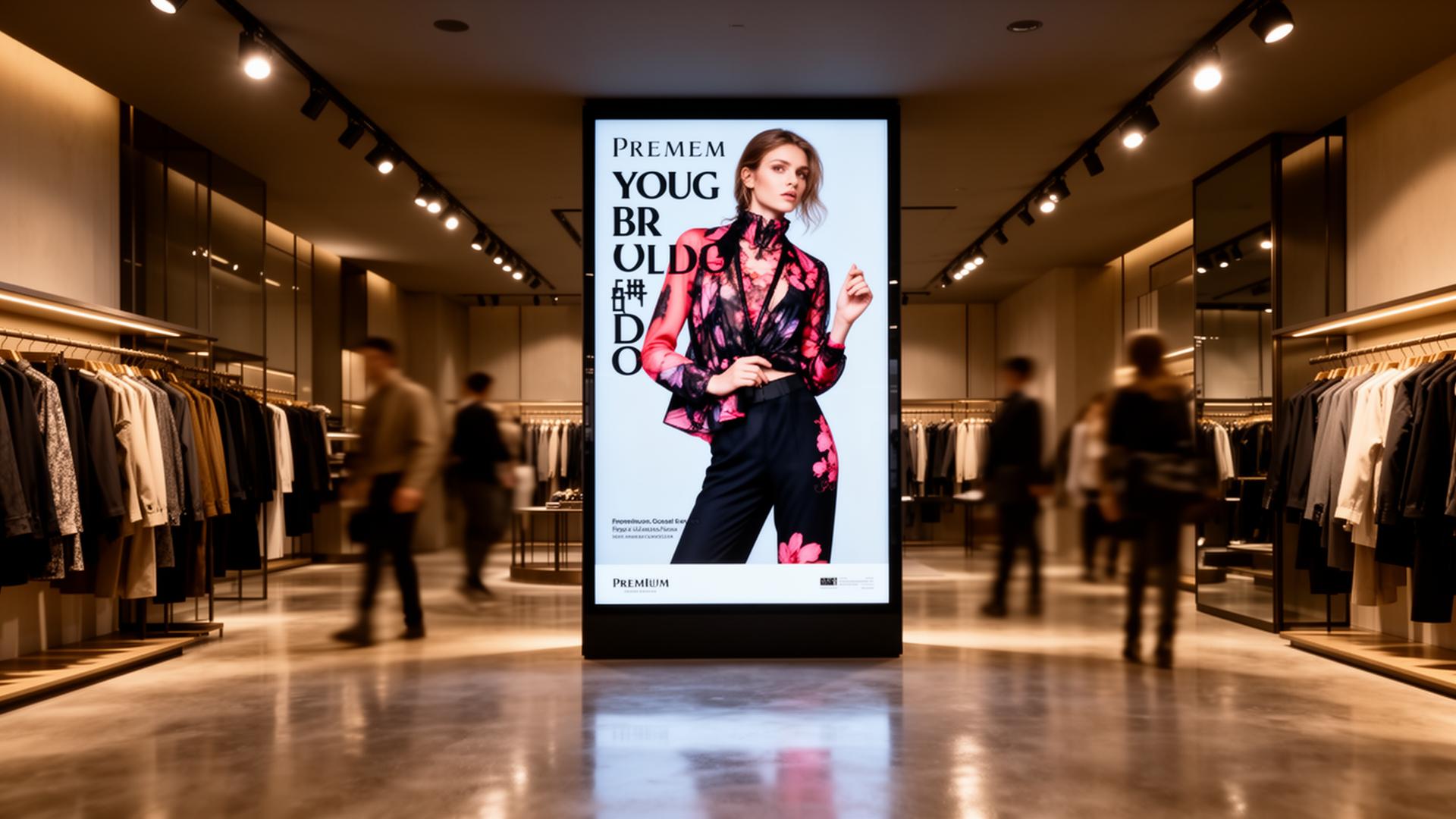 Fashion campaign display in a retail store